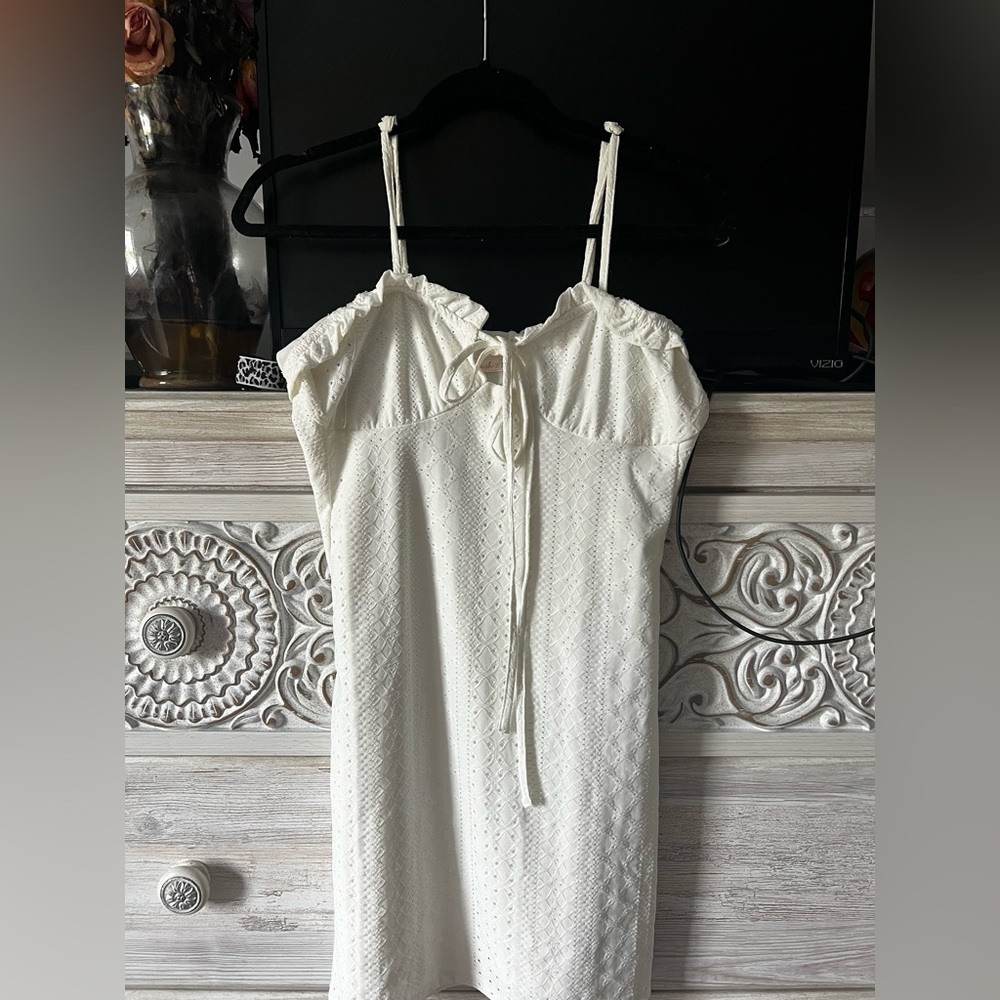 Blush BJ Luna Mini Dress White Thin Strap Dress